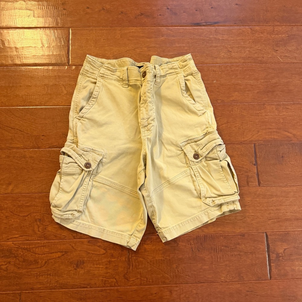 American Eagle Cargo Shorts Mens 32 Tan Y2K Skater Classic Khaki Cotton Blend